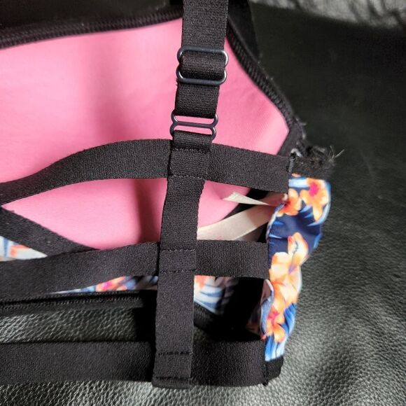 PINK Tropical floral Caged Bralette size SMALL - Picture 8 of 8